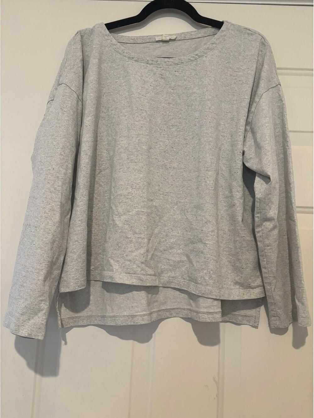 Womens sz L Eileen Fisher casual grey long sleeve shirt #1062 - Picture 1 of 2
